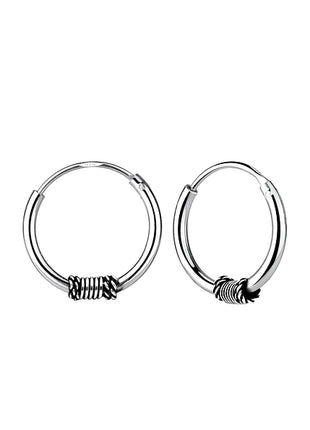 12mm Sterling Silver Bali Ear Hoops