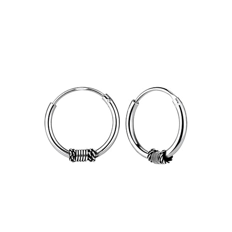 12mm Sterling Silver Bali Ear Hoops