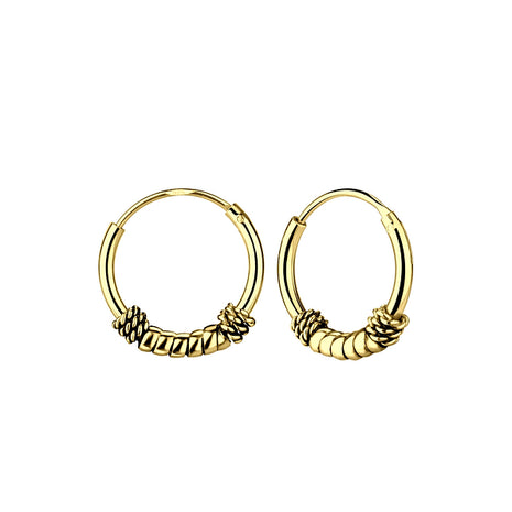 12mm Sterling Silver Bali Ear Hoops