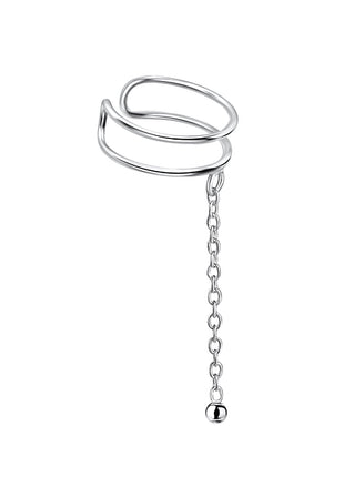 Sterling Silver Wire Ear Cuff with Hanging Ball