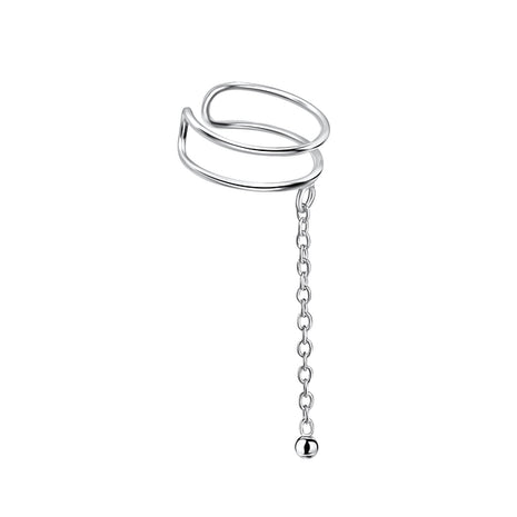 Sterling Silver Wire Ear Cuff with Hanging Ball