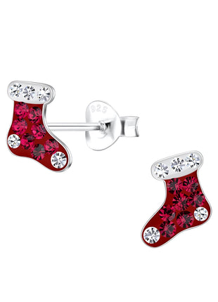 Sterling Silver Christmas Stocking Ear Studs