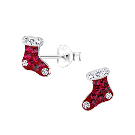 Sterling Silver Christmas Stocking Ear Studs