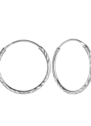 20mm Sterling Silver Diamond Cut Ear Hoops