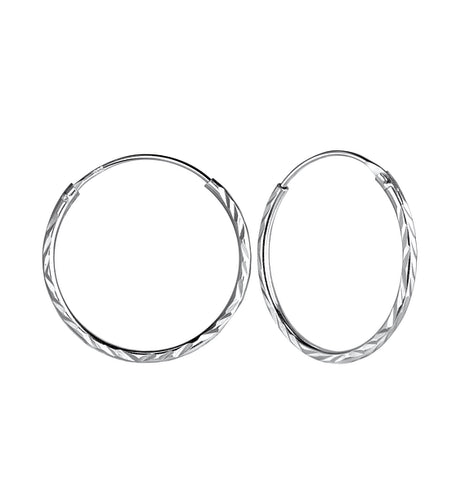 20mm Sterling Silver Diamond Cut Ear Hoops