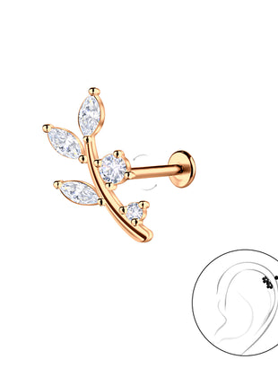 Sterling Silver Leaf with Titanium Labret