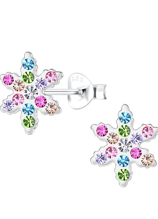 Sterling Silver Snowflake Ear Studs