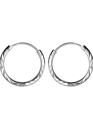 18mm Sterling Silver Diamond Cut Ear Hoops