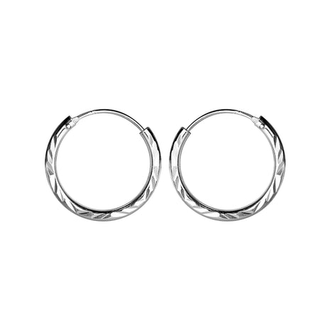 18mm Sterling Silver Diamond Cut Ear Hoops