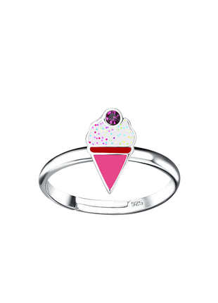 Sterling Silver Ice Cream Adjustable Ring