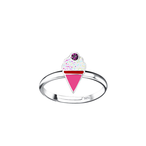 Sterling Silver Ice Cream Adjustable Ring