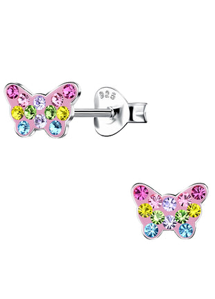 Sterling Silver Butterfly Crystal Ear Studs