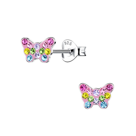 Sterling Silver Butterfly Crystal Ear Studs