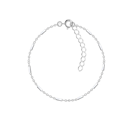 19cm Sterling Silver Cable Bar Bracelet With Extension