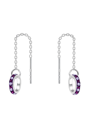 Sterling Silver Thread Through Crystal Earrings