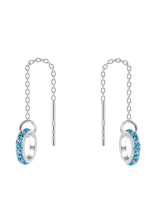 Sterling Silver Thread Through Crystal Earrings