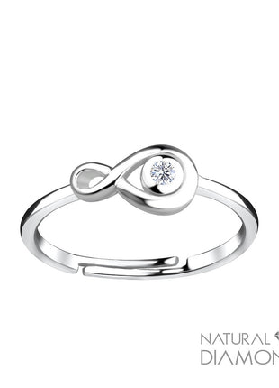 Sterling Silver Infinity Adjustable Ring With Natural Diamond