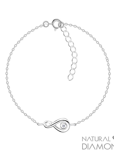 Sterling Silver Infinity Bracelet With Natural Diamond
