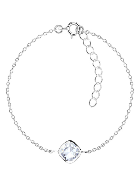 6mm Cushion Cubic Zirconia Sterling Silver Bracelet