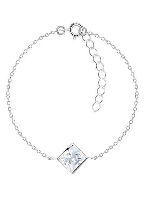6mm Square Cubic Zirconia Sterling Silver Bracelet