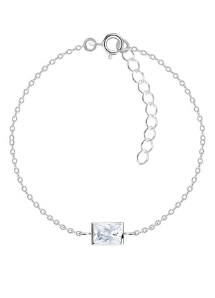 4x6mm Baguette Cubic Zirconia Sterling Silver Bracelet
