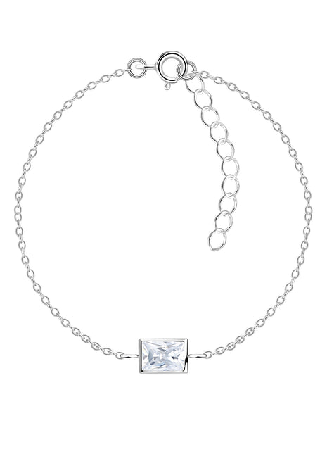 4x6mm Baguette Cubic Zirconia Sterling Silver Bracelet