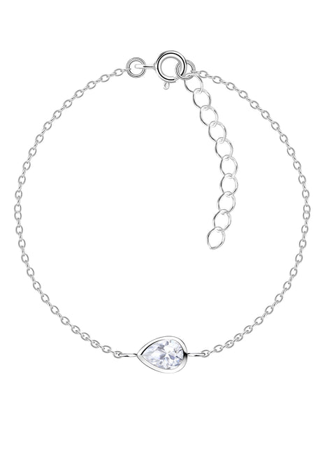 x6mm Pear Cubic Zirconia Sterling Silver Bracelet