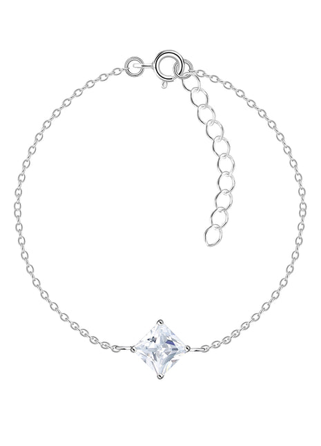 6mm Square Cubic Zirconia Sterling Silver Bracelet