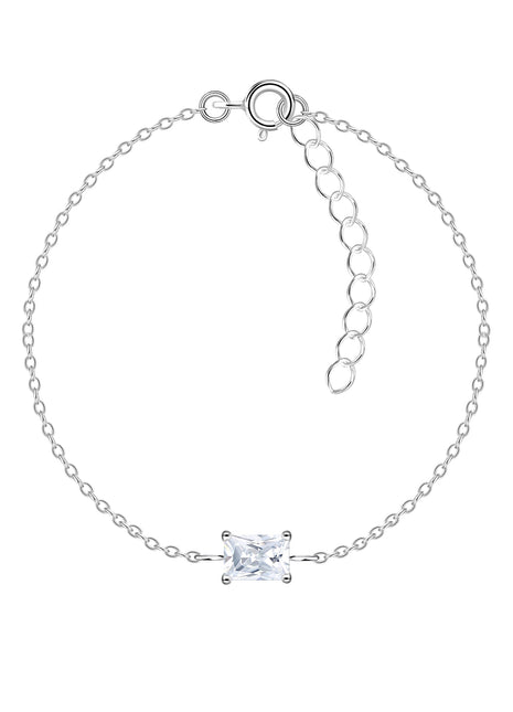 4x6mm Baguette Cubic Zirconia Sterling Silver Bracelet –