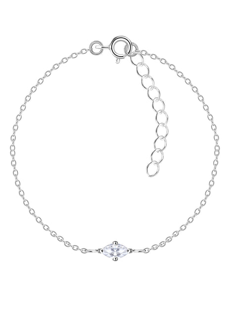 3x6mm Marquise Cubic Zirconia Sterling Silver Bracelet