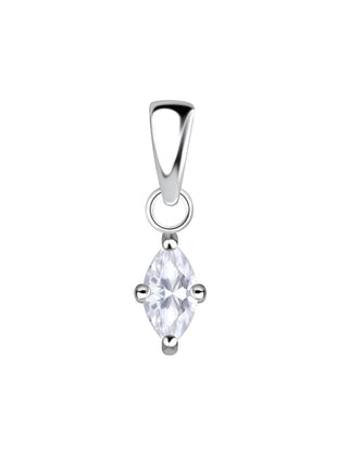 3x6mm Marquise Cubic Zirconia Sterling Silver Pendant