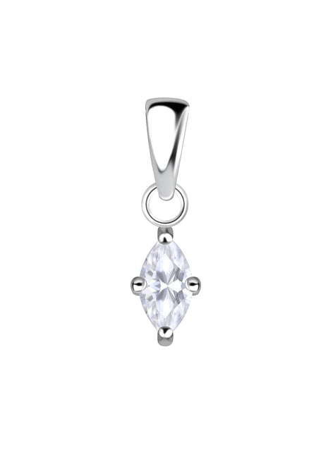 3x6mm Marquise Cubic Zirconia Sterling Silver Pendant