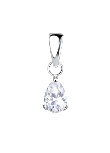 4x6mm Pear Cubic Zirconia Sterling Silver Pendant
