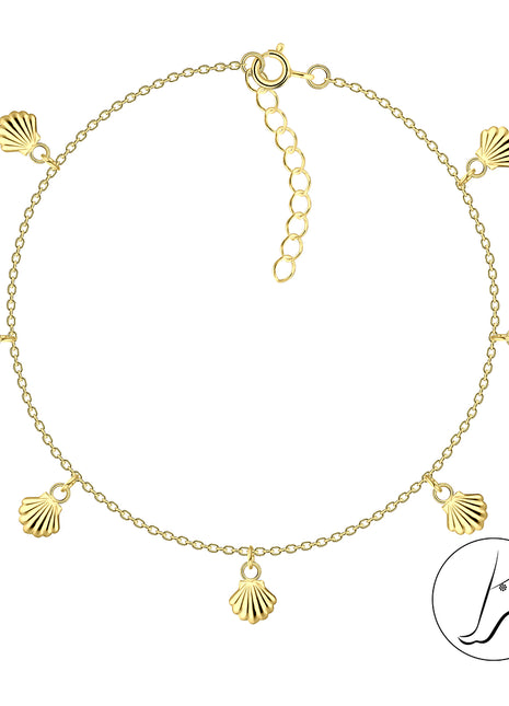 25cm Sterling Silver Shell Charm Anklet with Extension