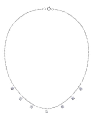 4mm Round Cubic Zirconia Sterling Silver Necklace