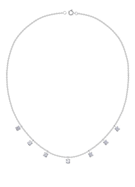 4mm Round Cubic Zirconia Sterling Silver Necklace