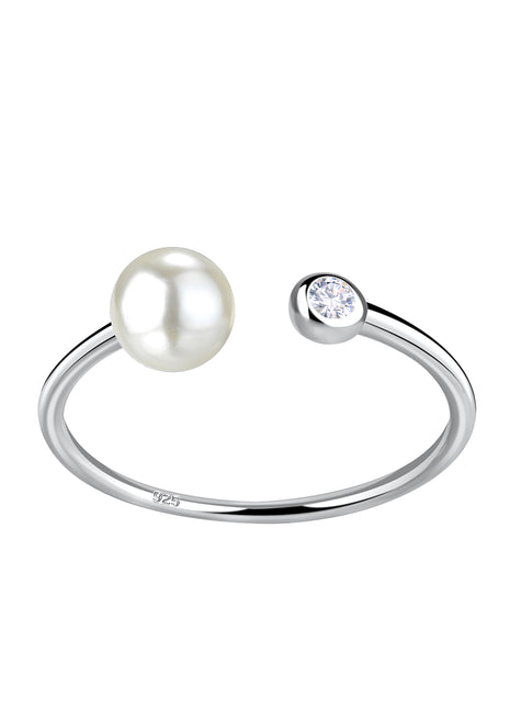 Sterling Silver Opened Ring with Pearl
