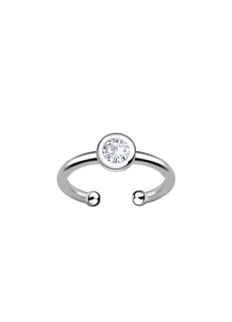Sterling Silver Single Stone Ear Cuff