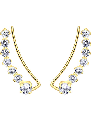 Sterling Silver Curved Line Cubic Zirconia Ear Climbers