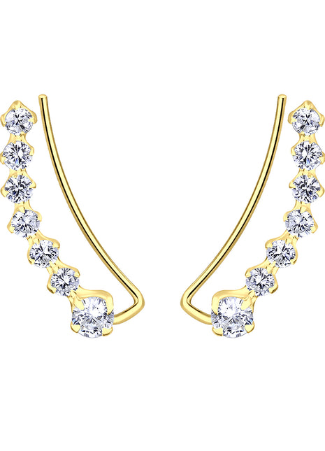 Sterling Silver Curved Line Cubic Zirconia Ear Climbers