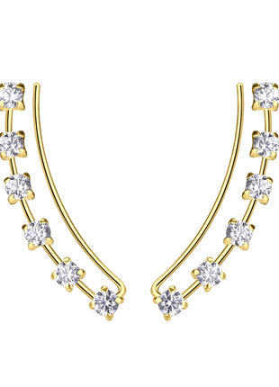 Sterling Silver Curved Line Cubic Zirconia Ear Climbers