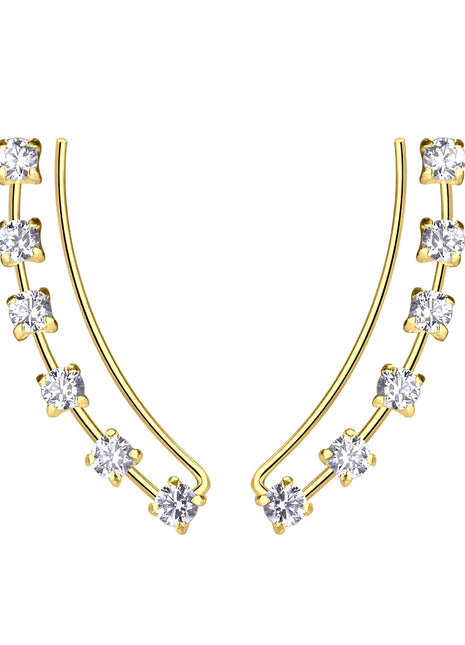 Sterling Silver Curved Line Cubic Zirconia Ear Climbers