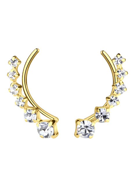 Sterling Silver Curved Line Crystal Ear Climbers