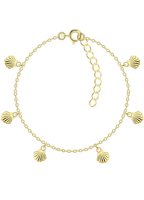 Sterling Silver Shell Charm Bracelet with Extension