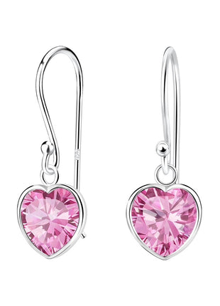 8mm Heart Cubic Zirconia Sterling Silver Earrings