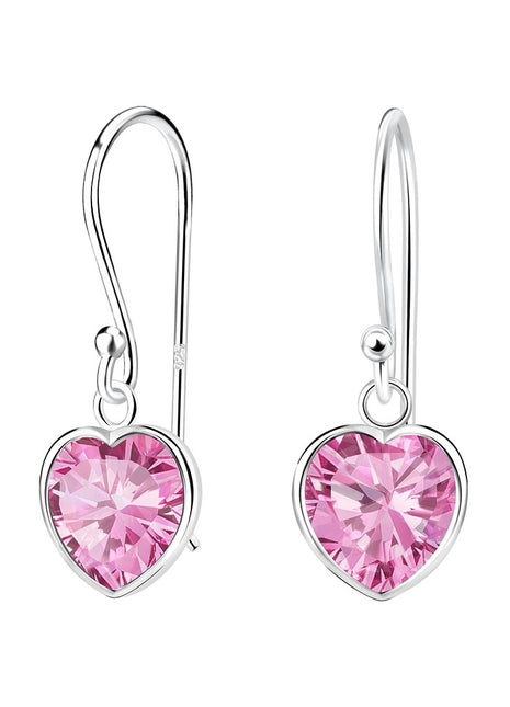 8mm Heart Cubic Zirconia Sterling Silver Earrings