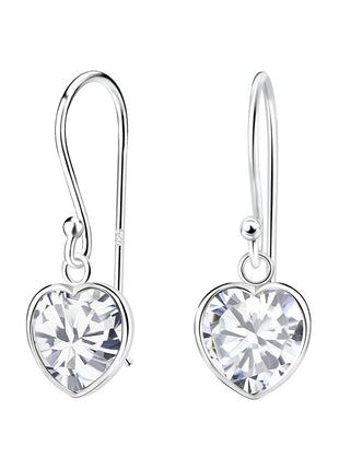 8mm Heart Cubic Zirconia Sterling Silver Earrings