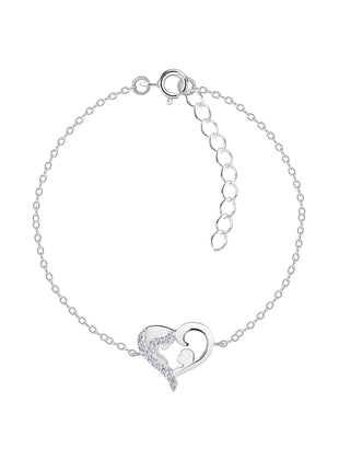 Sterling Silver Mother and Baby Heart Bracelet