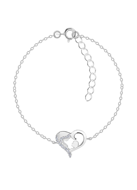 Sterling Silver Mother and Baby Heart Bracelet