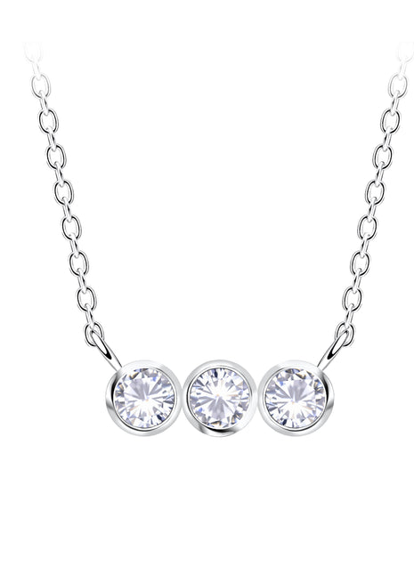 Sterling Silver Three Stones Necklace
